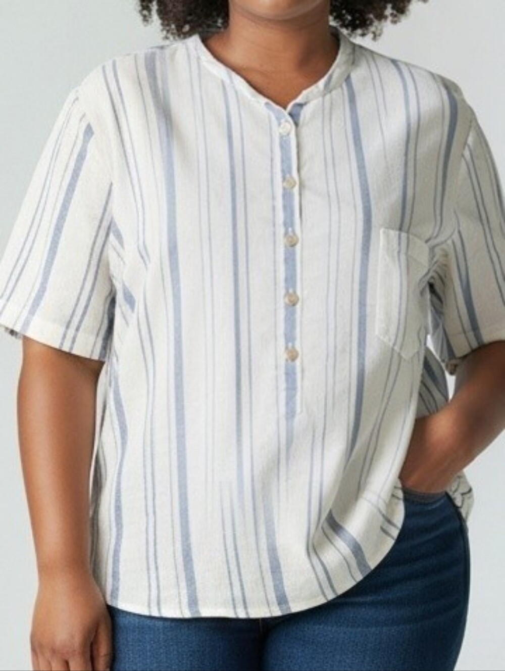 TALBOTS Casual Short Sleeve Button Front Blouse